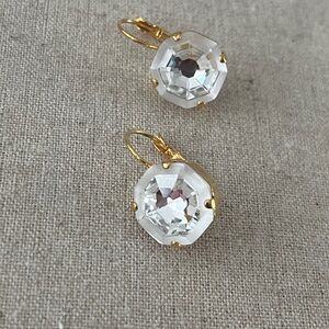 Octagonal Swarovski Crystal Earrings Gold